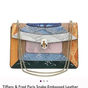 Tiffany & Fred Colorful Snake-Embossed Shoulder Bag